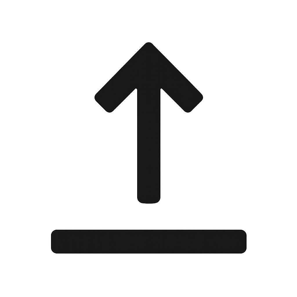 Bold Black Upload Arrow Above Line