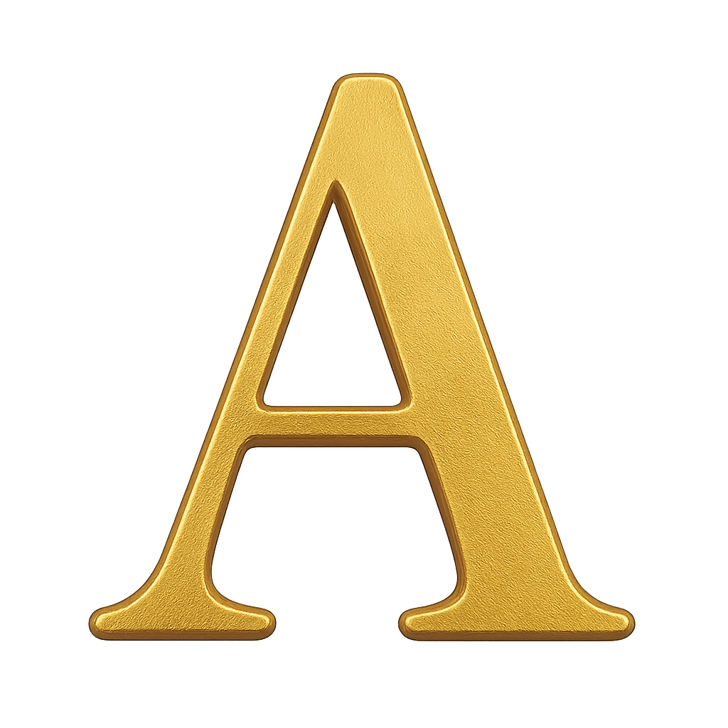 Bold Golden Textured 3D Letter A