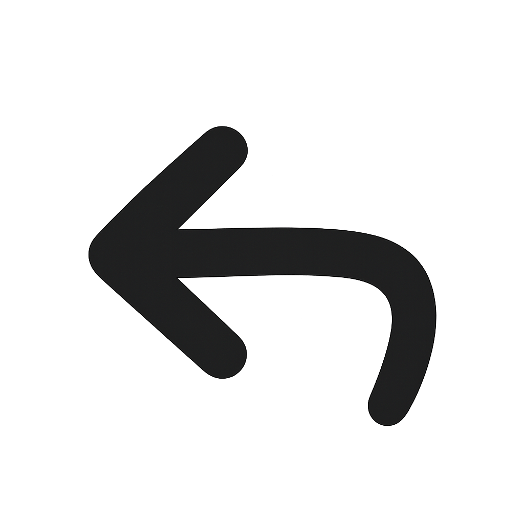 Bold Hand Drawn Curved Back Undo Arrow