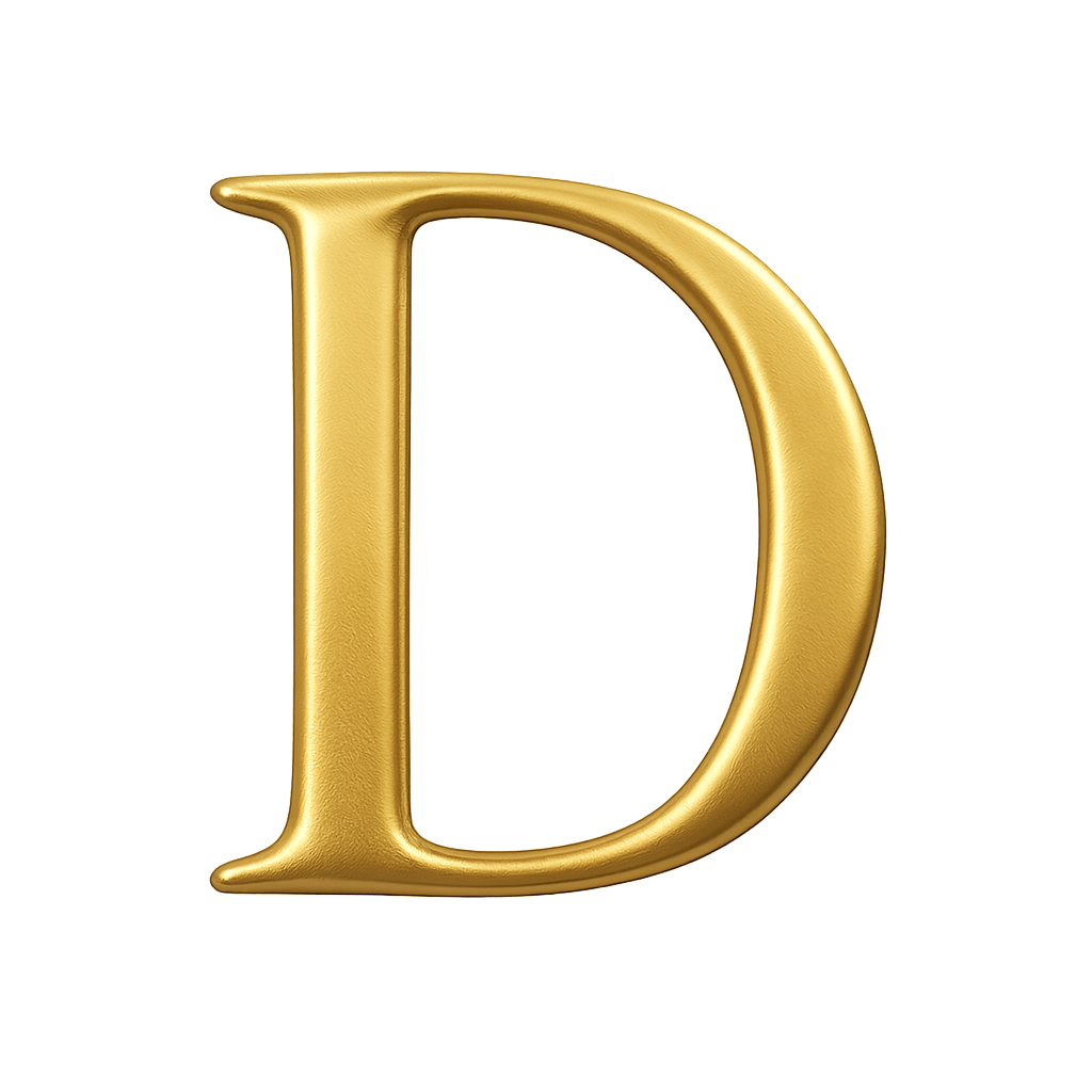 Bold Textured Gold 3D Capital Letter D