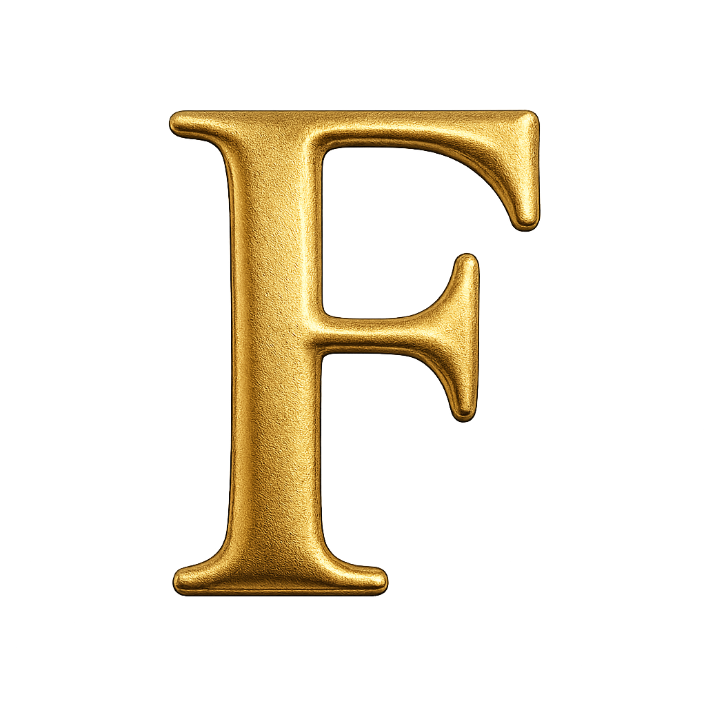 Bold Textured Gold 3D Capital Letter F