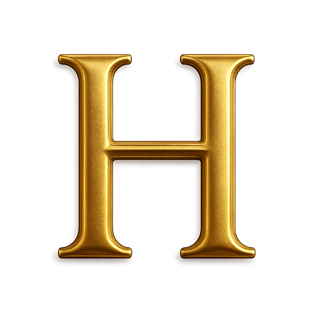 Bold Textured Gold 3D Capital Letter H
