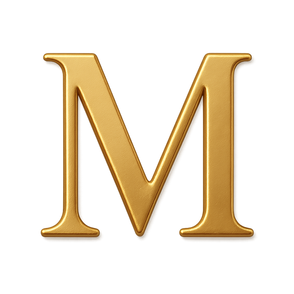 Bold Textured Gold 3D Capital Letter M