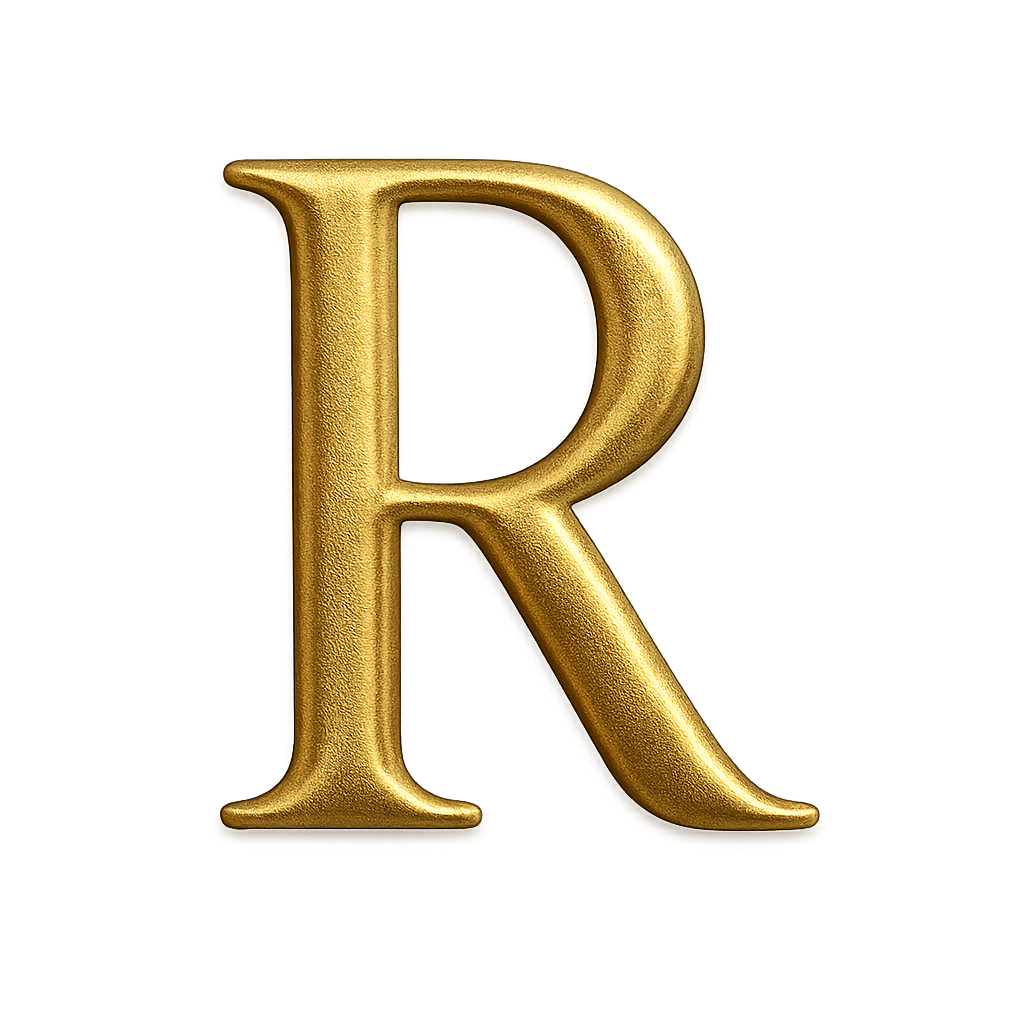 Bold Textured Gold 3D Capital Letter R