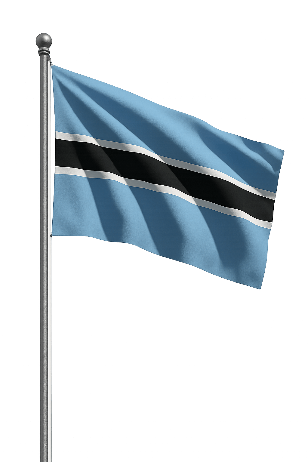 Botswana Flag Flying Pole Transparent Background