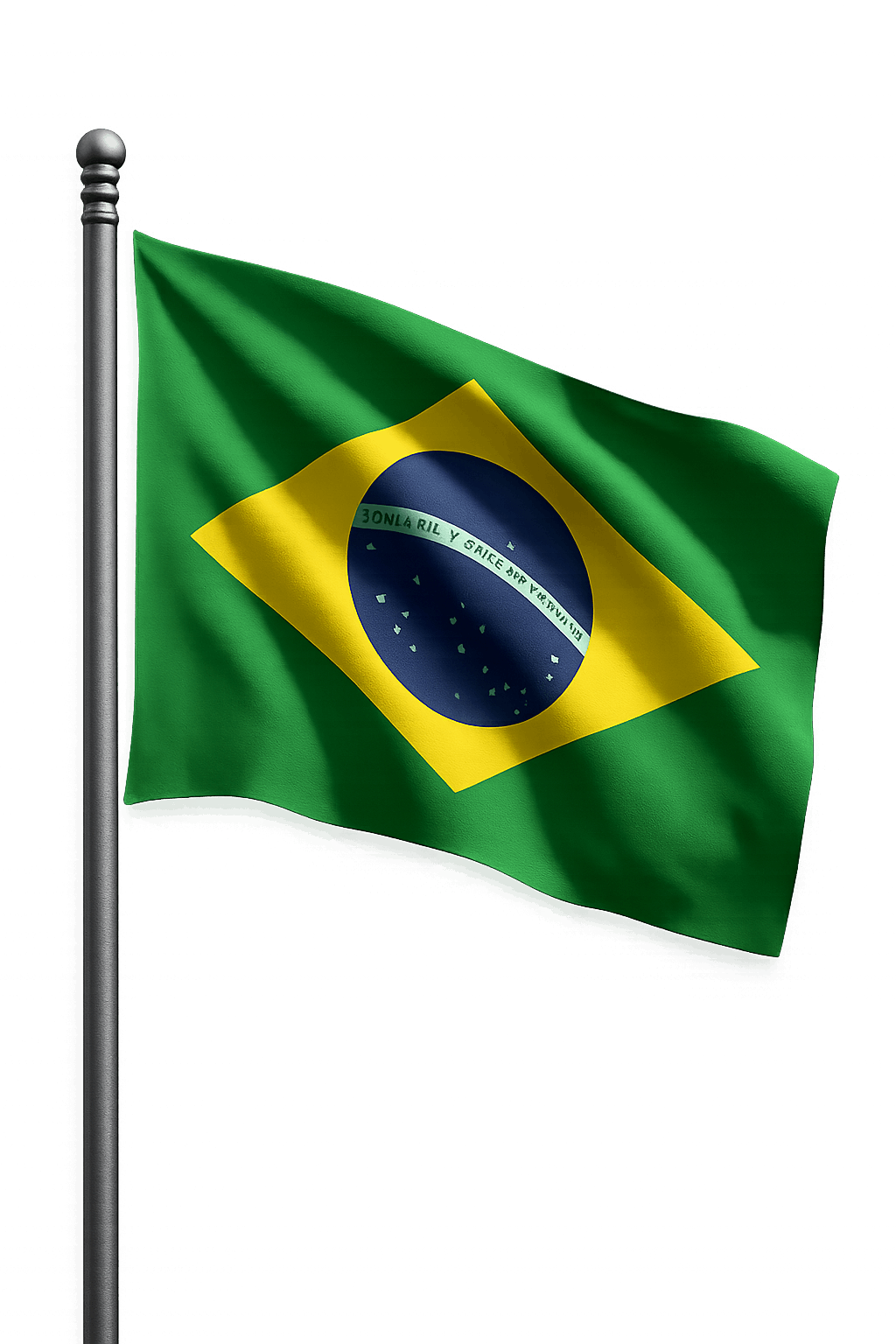 Brazil Flag Flying Pole Transparent Background
