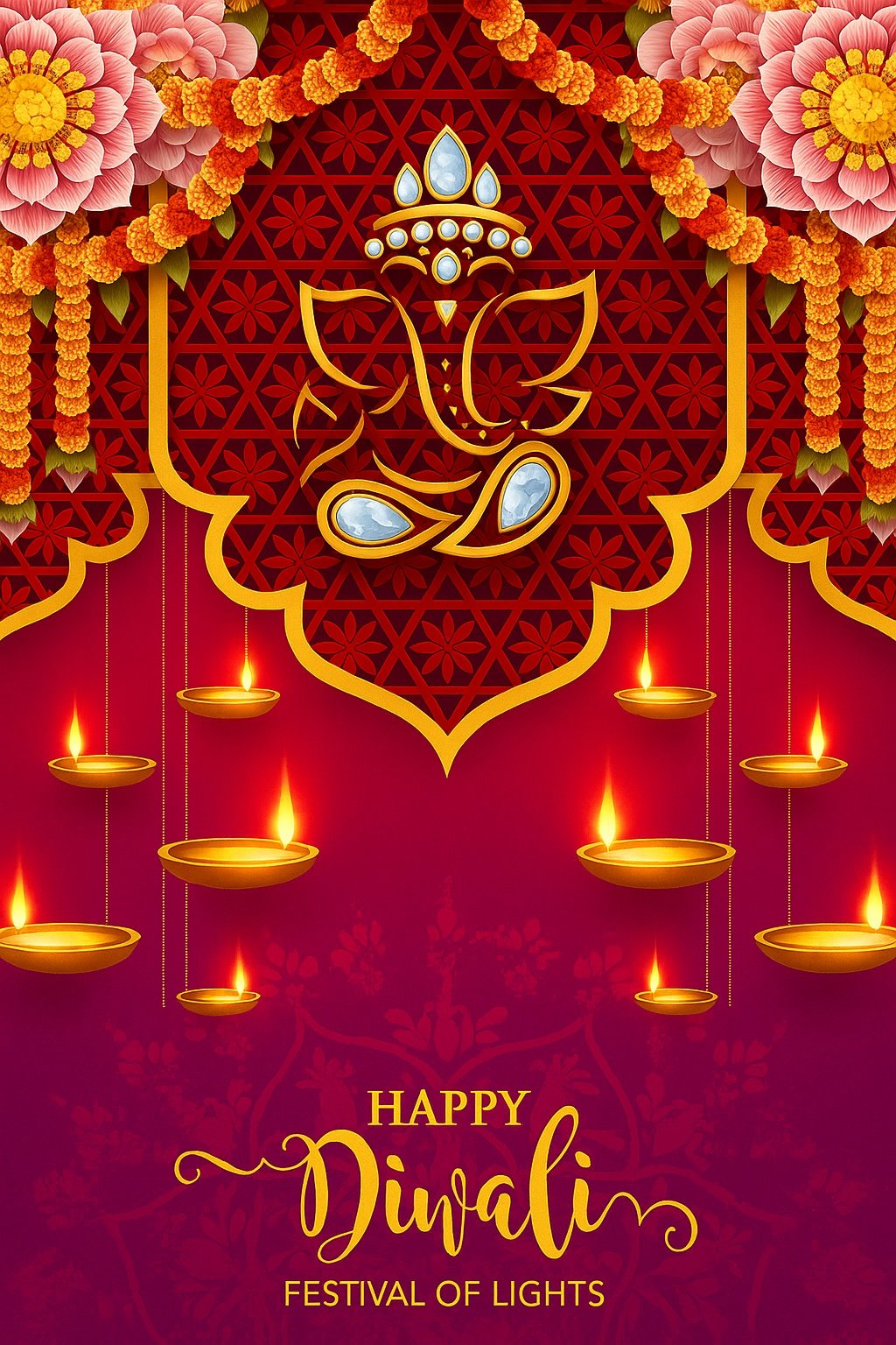 Bright and Vibrant Happy Diwali Festival of Lights Celebration Artwork