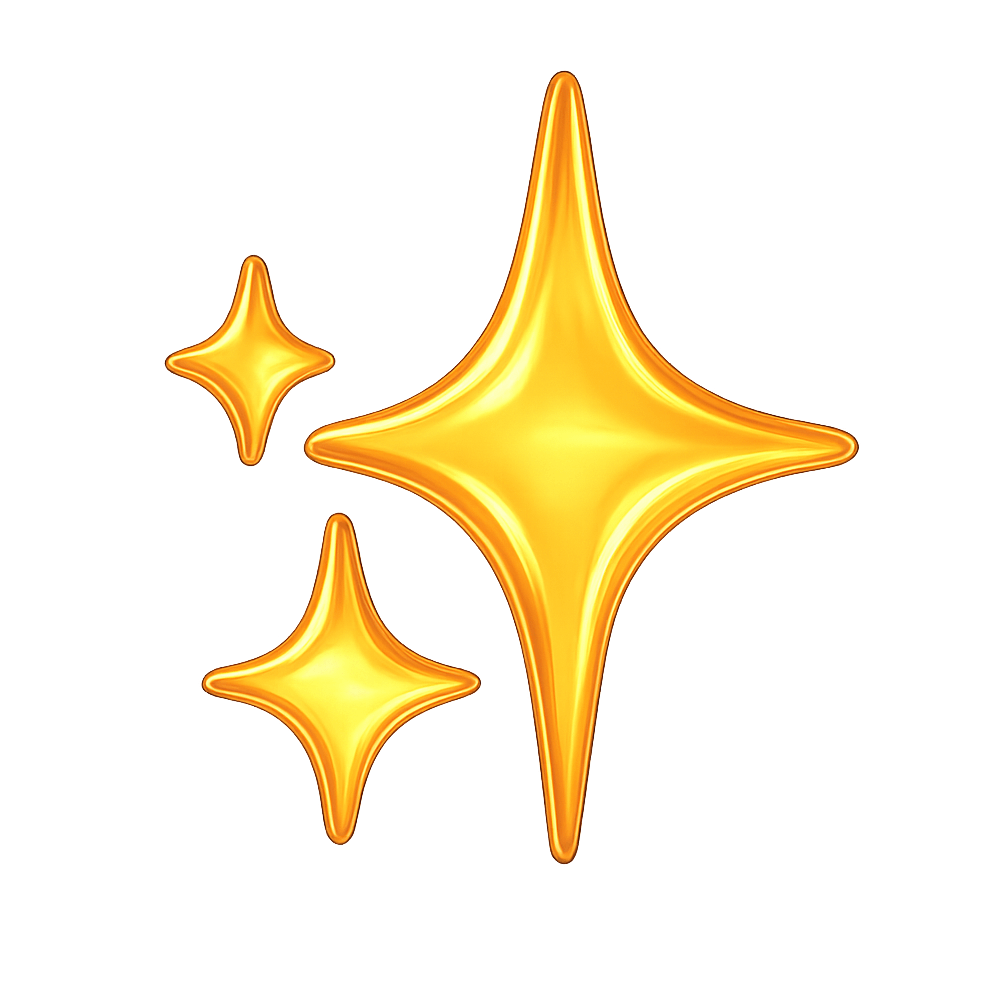 Bright Golden Sparkle Shapes on a Transparent Background