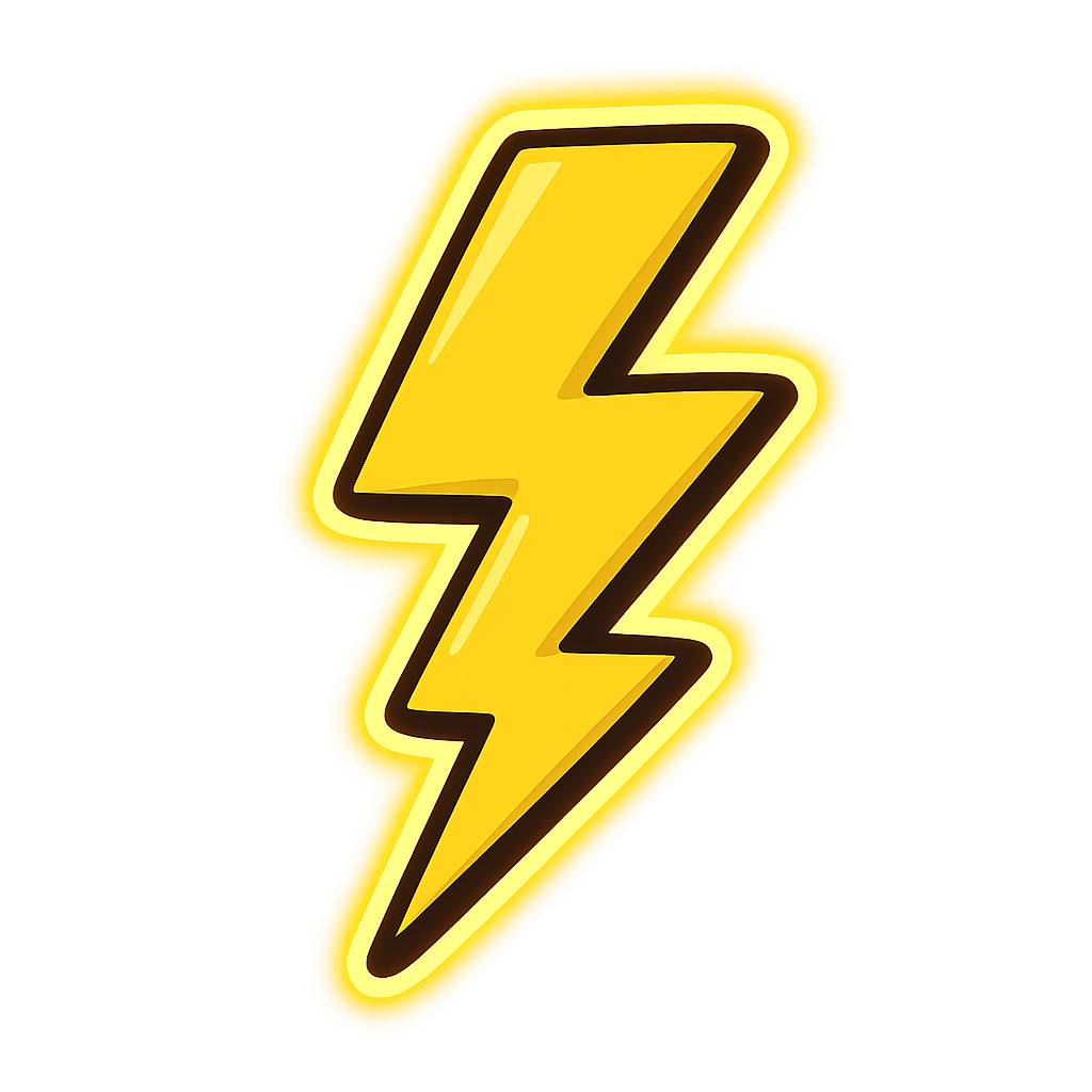 Bright Neon Yellow Lightning Bolt Icon With Glow On Black Background
