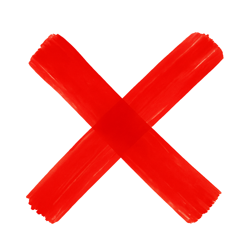 Bright Red X Cross Tape Against Transparent Background Symbolizing Prohibition and Warning