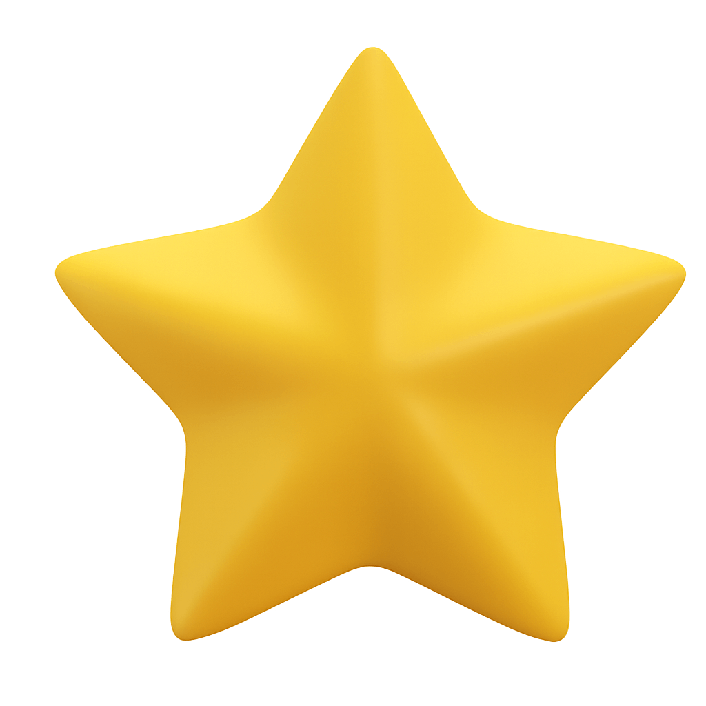 Bright Yellow 3D Star Rating Icon