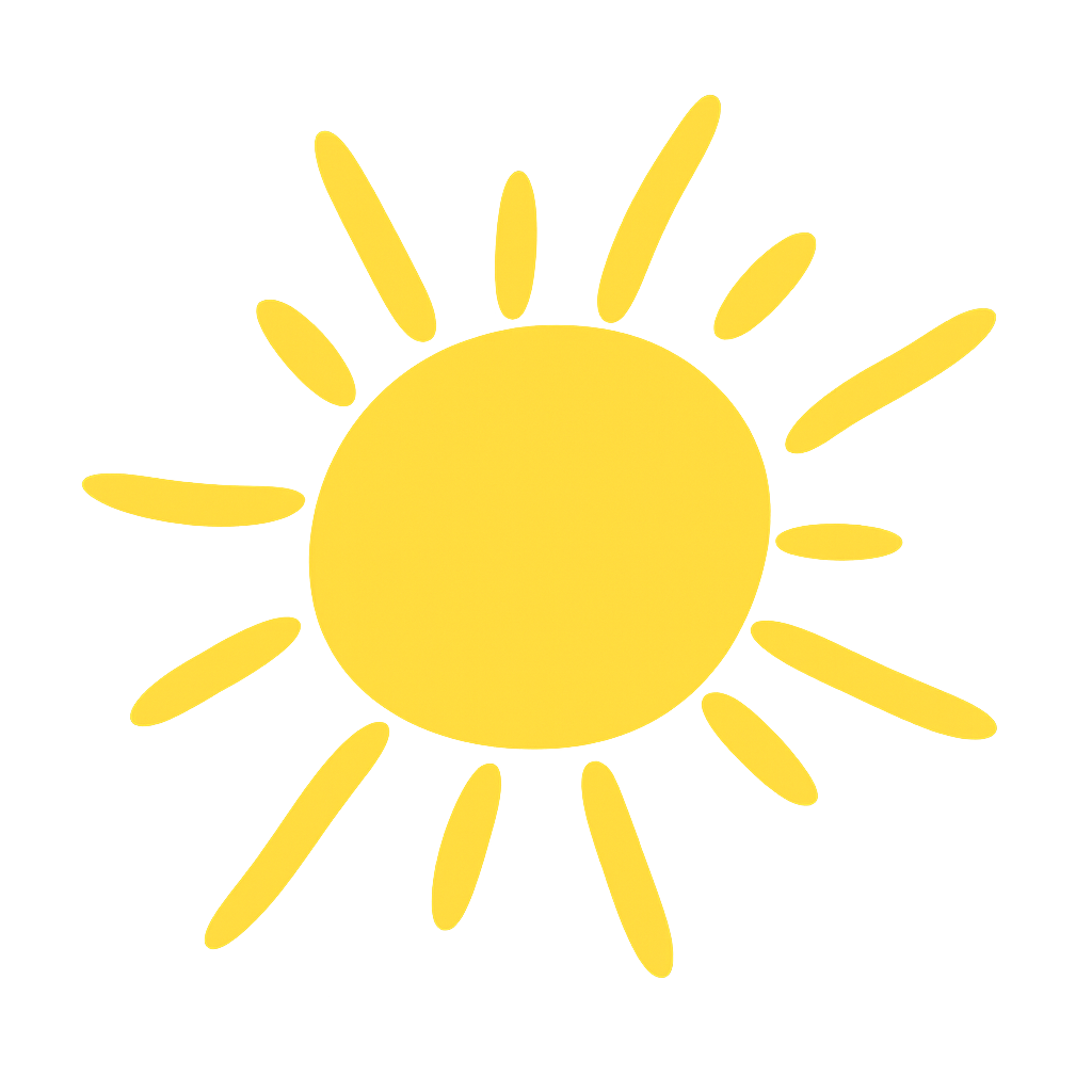 Bright Yellow Sun Symbol On Transparent Background With Warmth, Light, And Sunshine Vibes