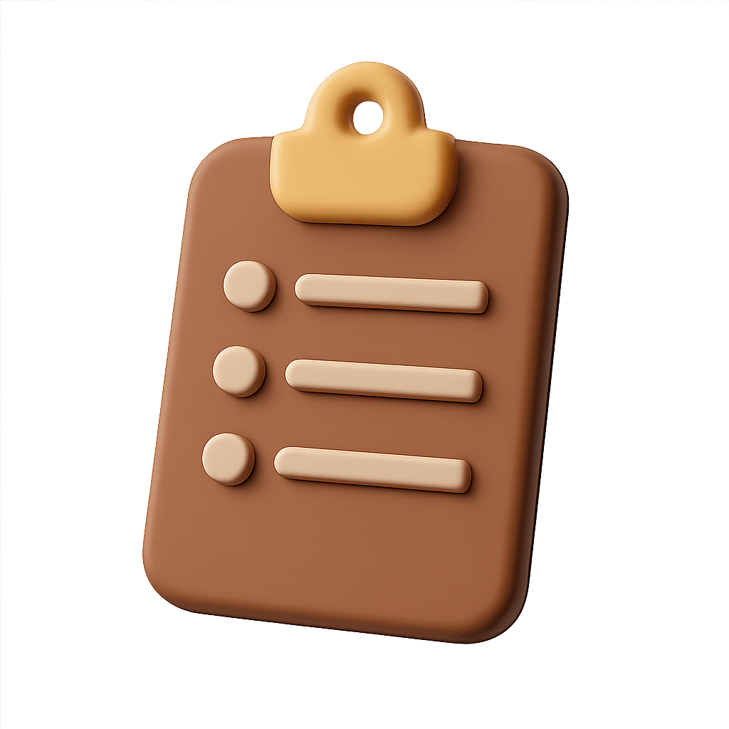 Brown 3D Clipboard Checklist Icon Task