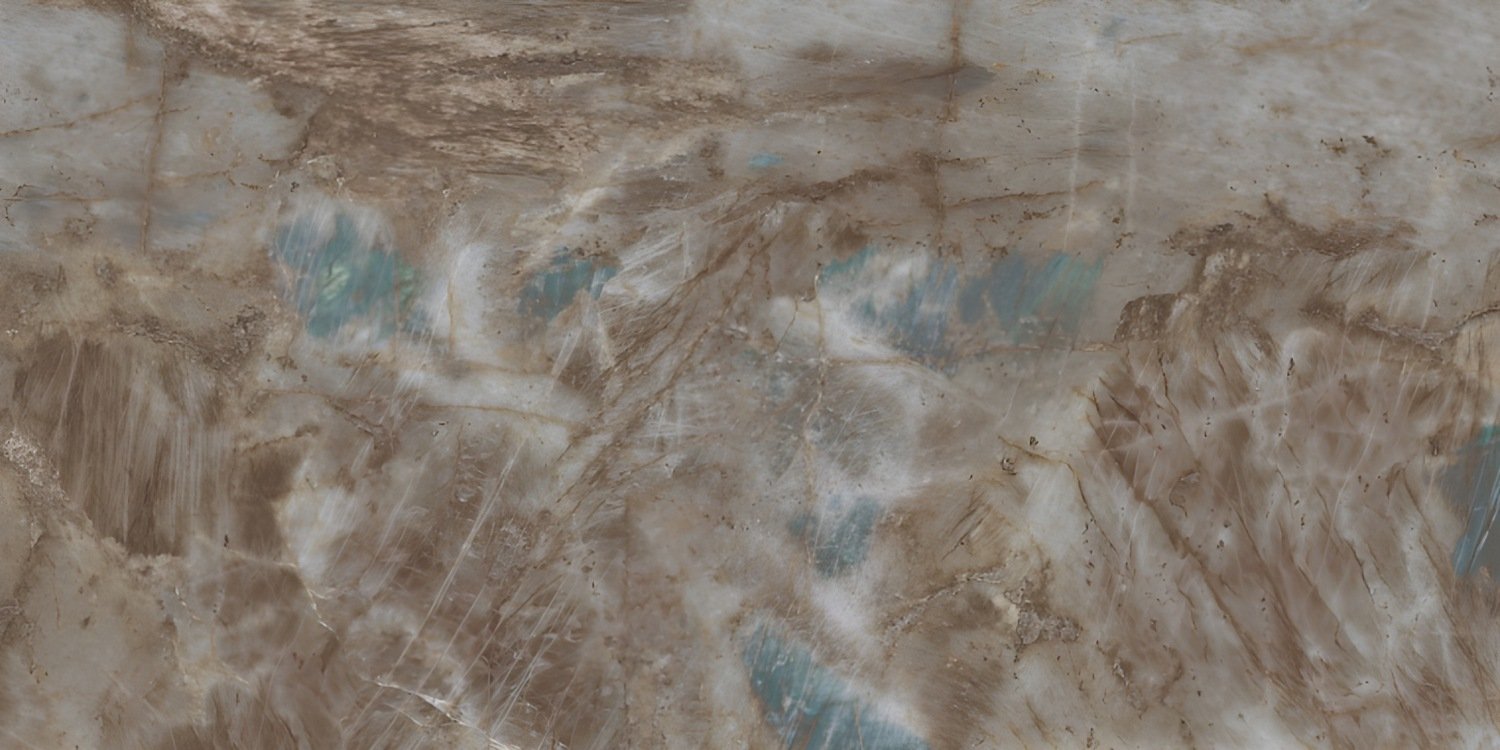 Brown Beige Stone with Iridescent Blue Flashes