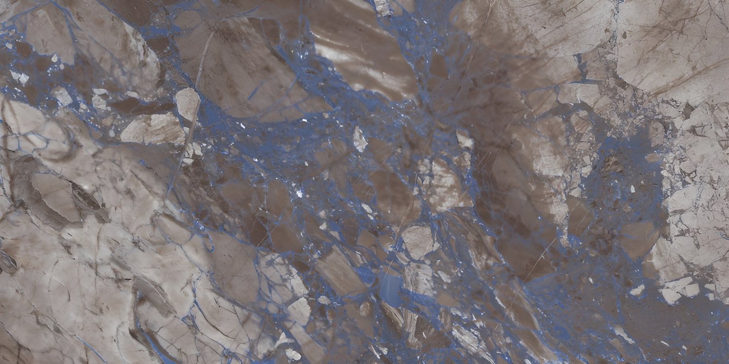 Brown Breccia Marble Blue Vein Accent