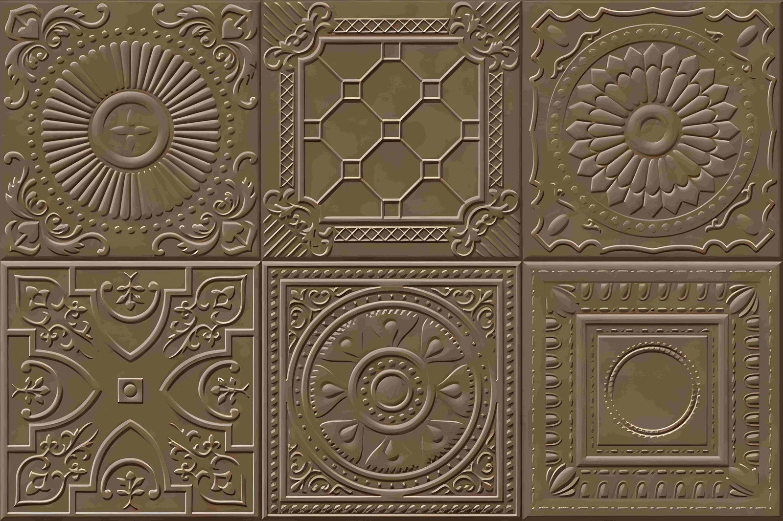 Brown Embossed Pressed Tin Style Wall Tile