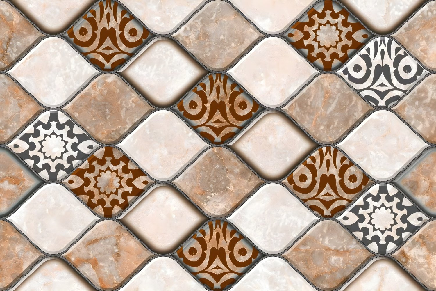 Brown Geometric Diamond Decorative Wall Tiles