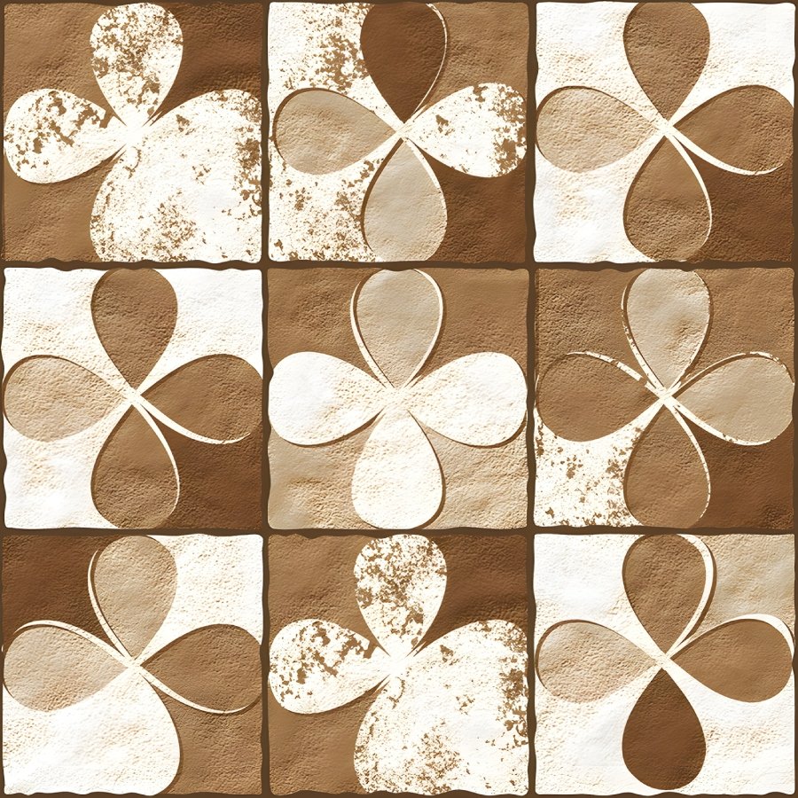 Brown Geometric Flower Embossed Parking Tile