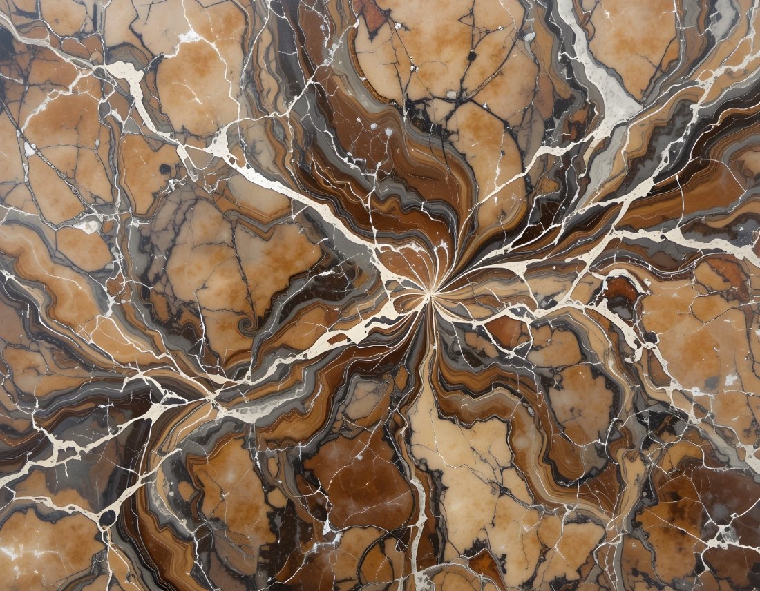Brown Marble with Concentric White Cracks Pattern