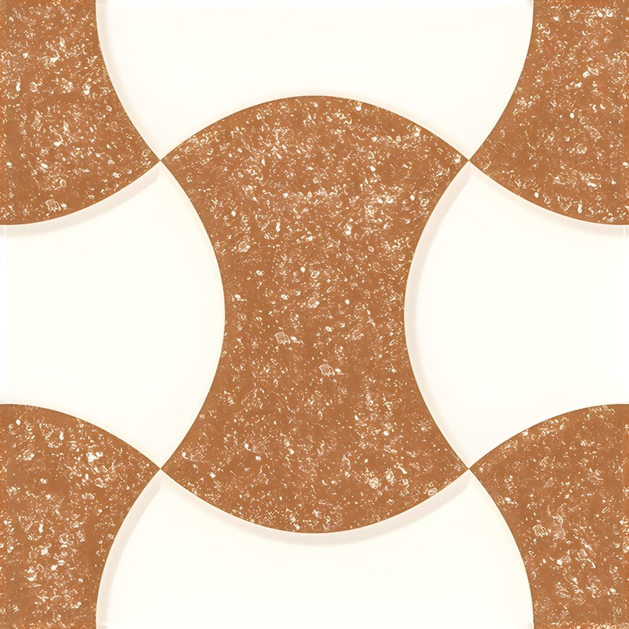 Brown Speckled Checkerboard Quarter Circle Tile