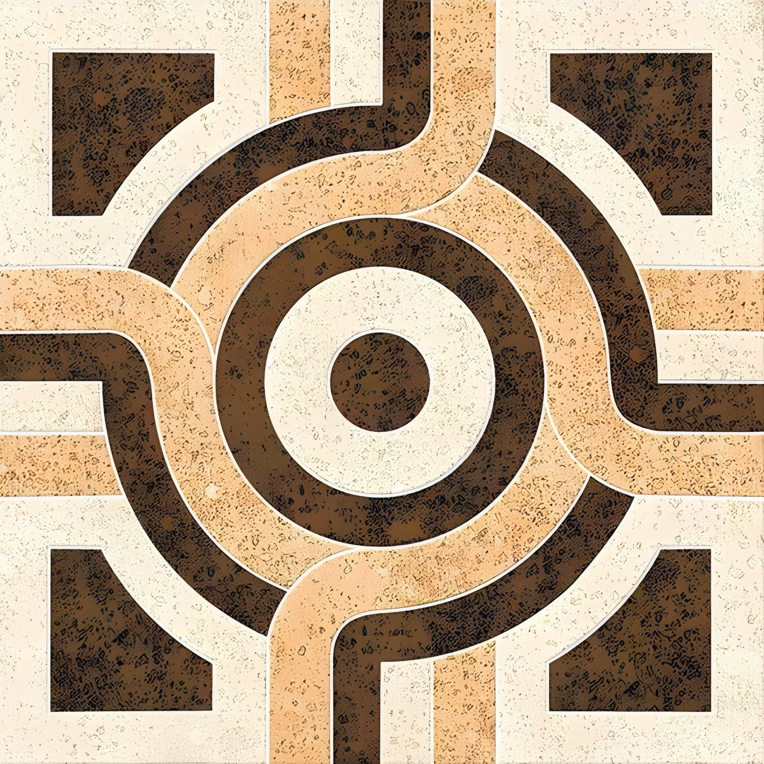 Brown Tones Geometric Circle Tile Design