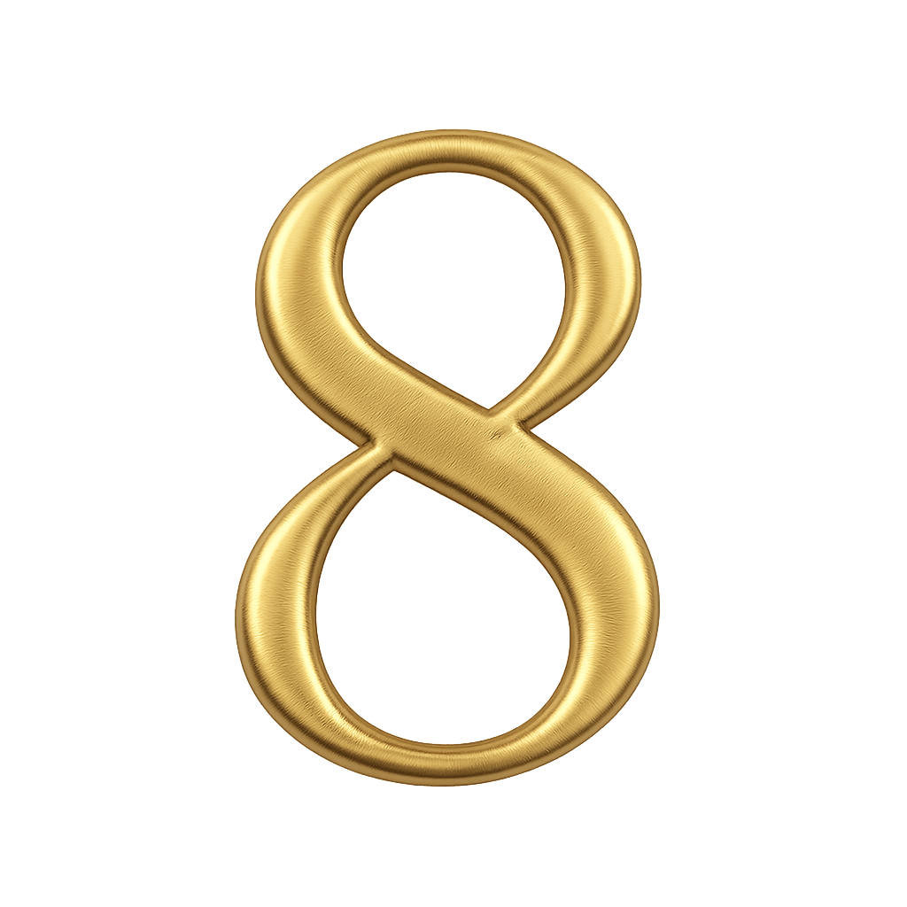 Brush Textured Gold 3D Number Eight