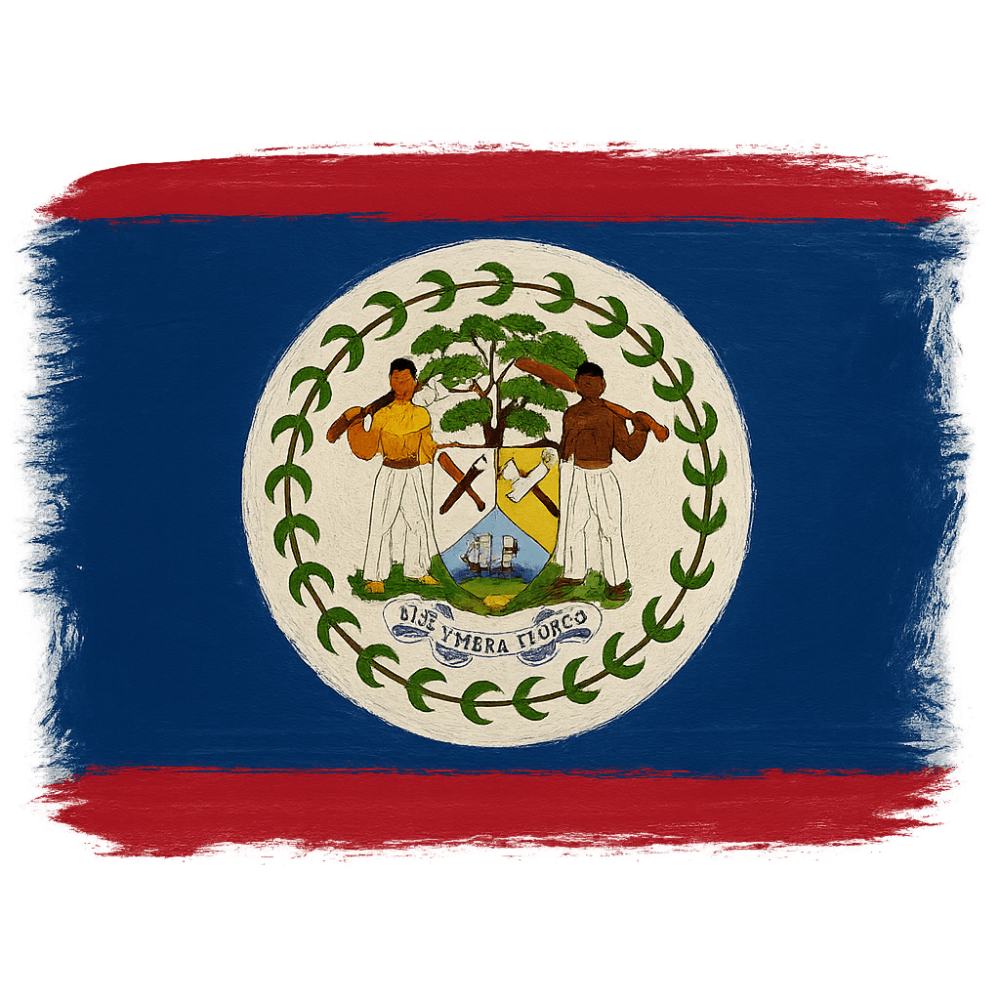 Brushstroke Painted Belize Flag Transparent Background