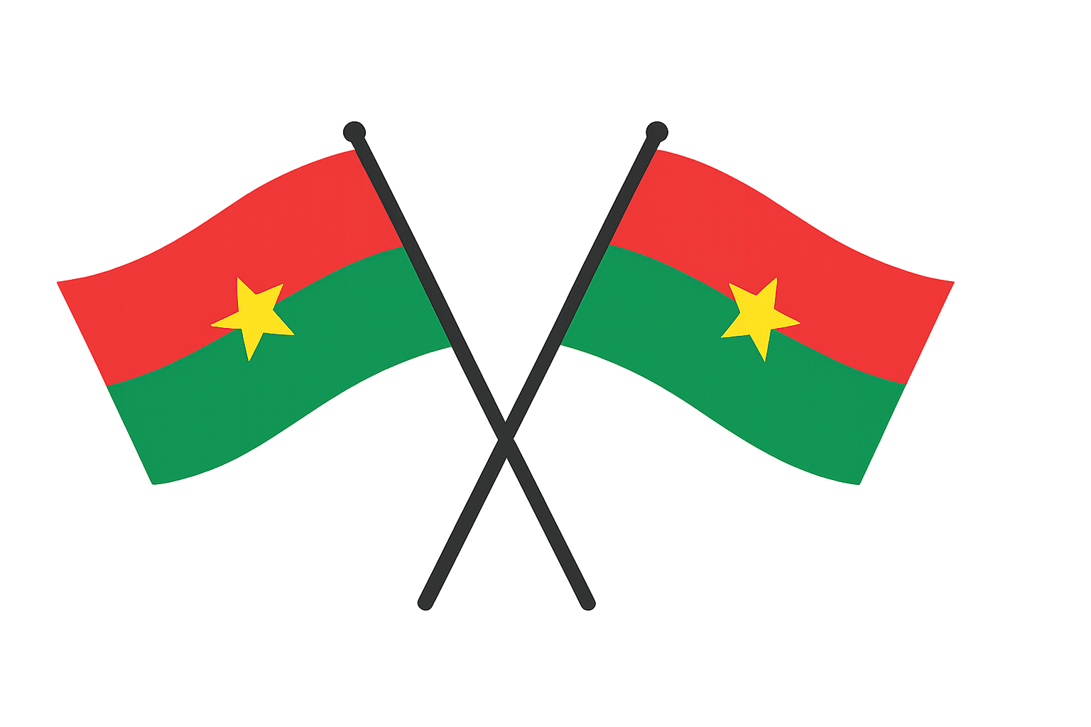 Burkina Faso Crossed Flags Poles Transparent Background