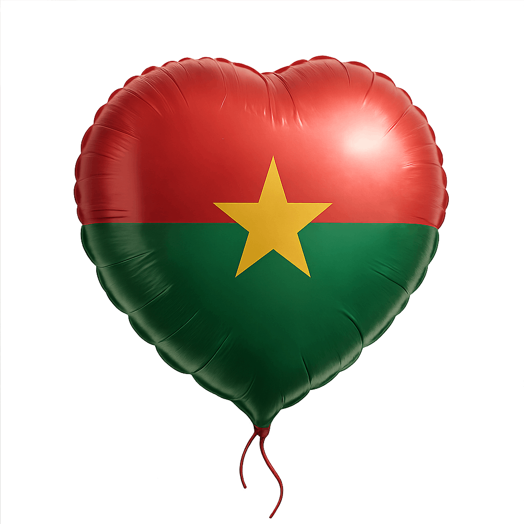 Burkina Faso Flag Heart Balloon Transparent Background