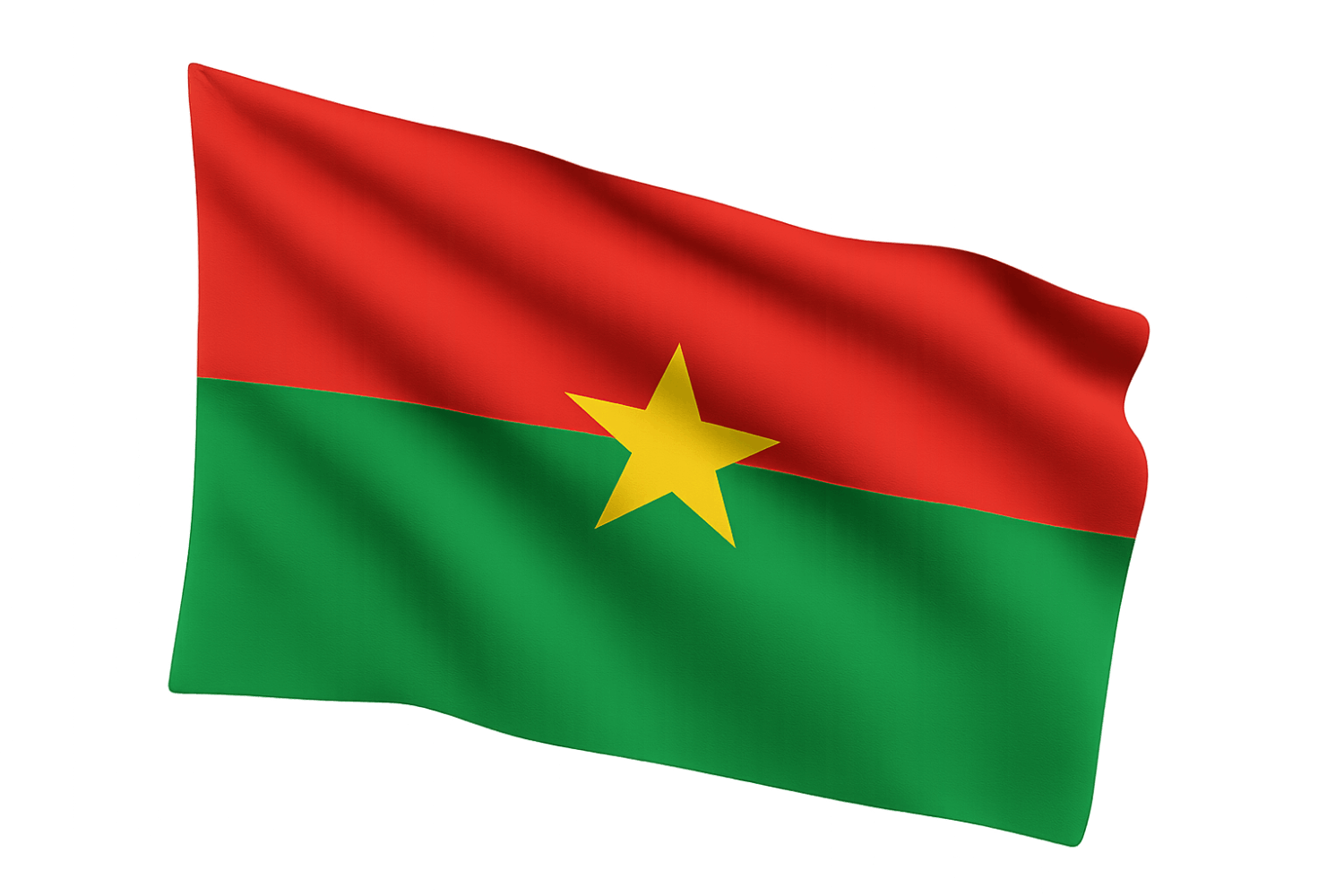 Burkina Faso Flag Waving in Wind Transparent Background