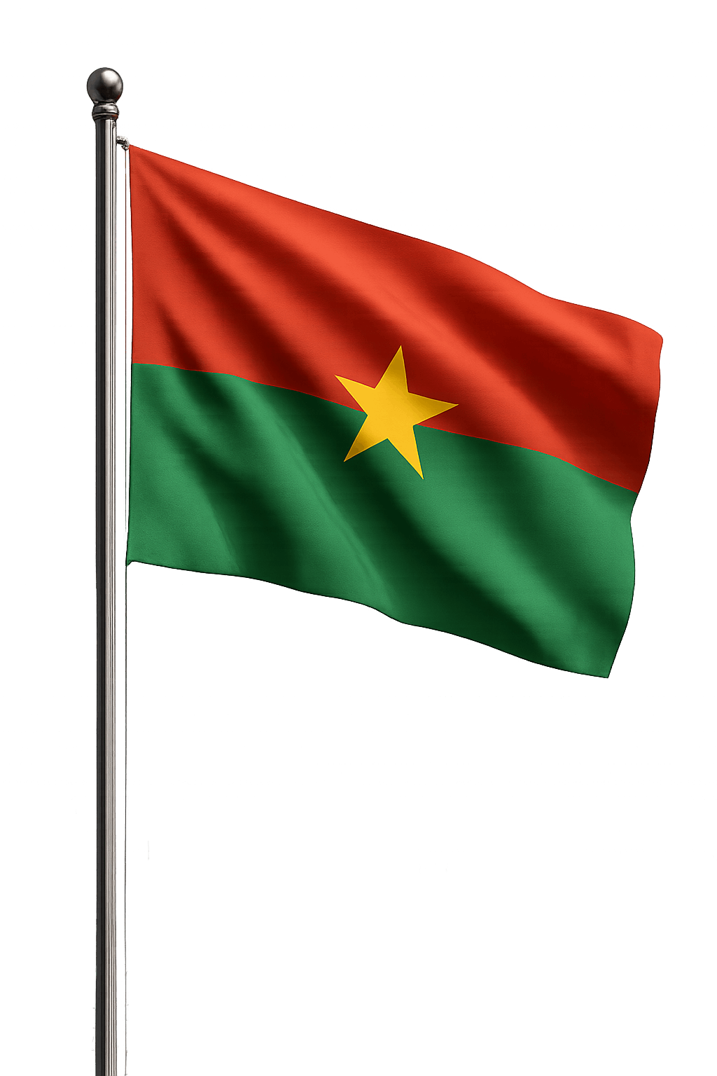 Burkina Faso Flag Waving Pole Transparent Background