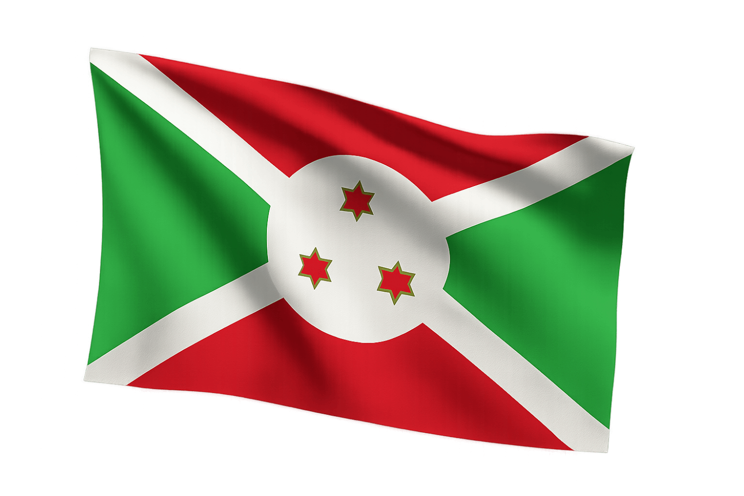 Burundi Flag Waving Fabric Transparent Background