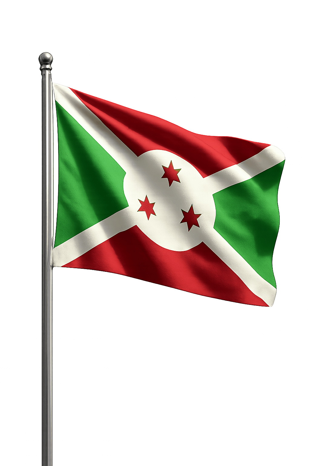Burundi Flag Waving Pole Transparent Background Design