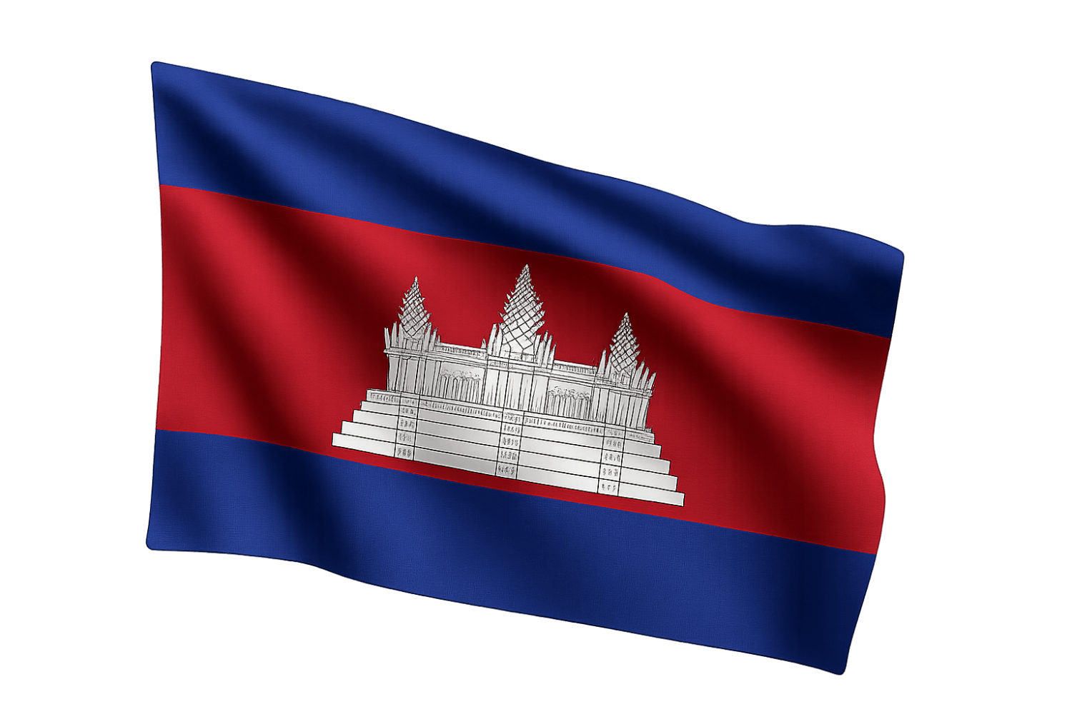 Cambodia Flag Waving Fabric Transparent Background Design
