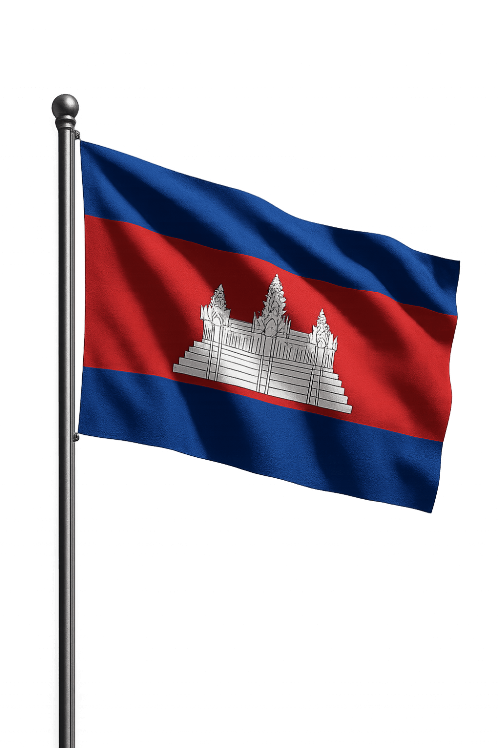 Cambodia Flag Waving Pole Transparent Background