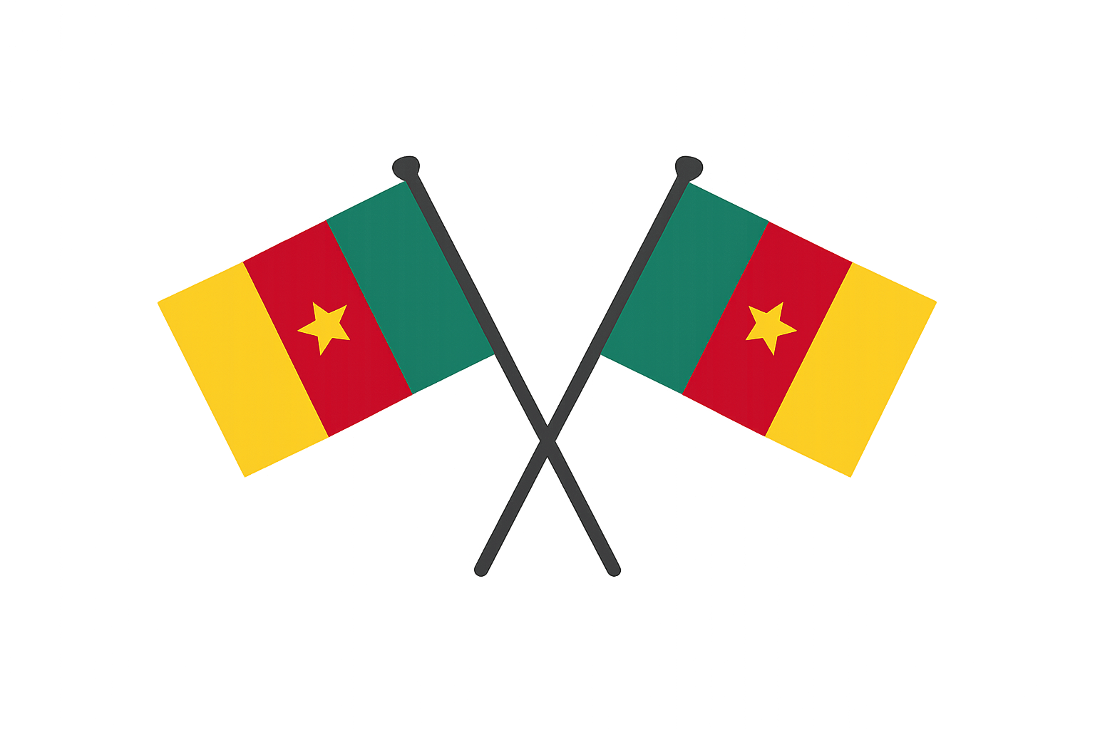 Cameroon Crossed Flags Poles Transparent Background Vector