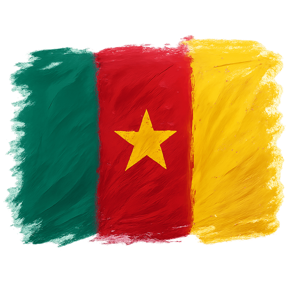 Cameroon Flag Painted Brushstroke Transparent Background Art