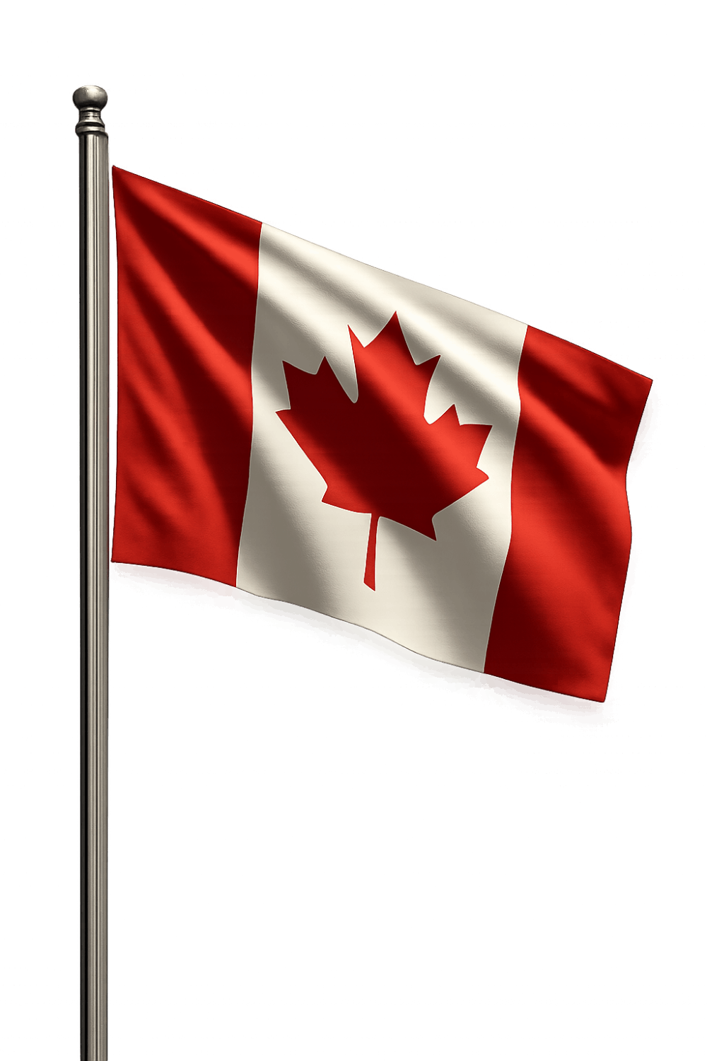 Canadian Flag Waving on Pole Portrait View