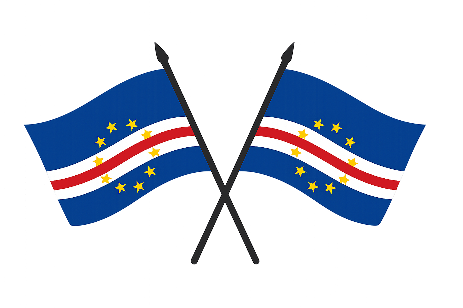 Cape Verde Crossed Flags Poles Transparent Background