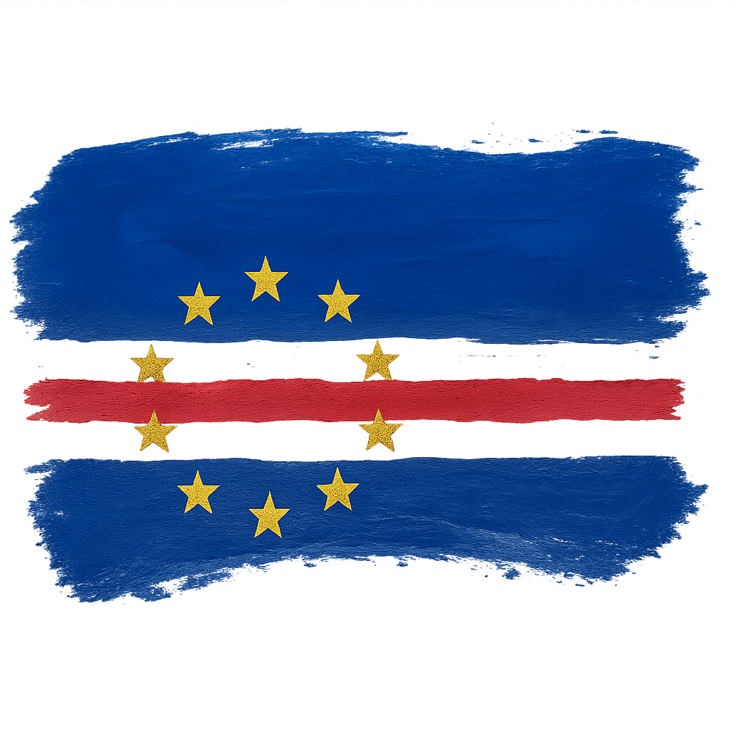 Cape Verde Flag Painted Brushstroke Transparent Background Art