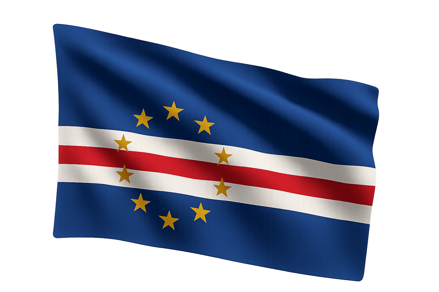 Cape Verde Flag Waving Fabric Transparent Background