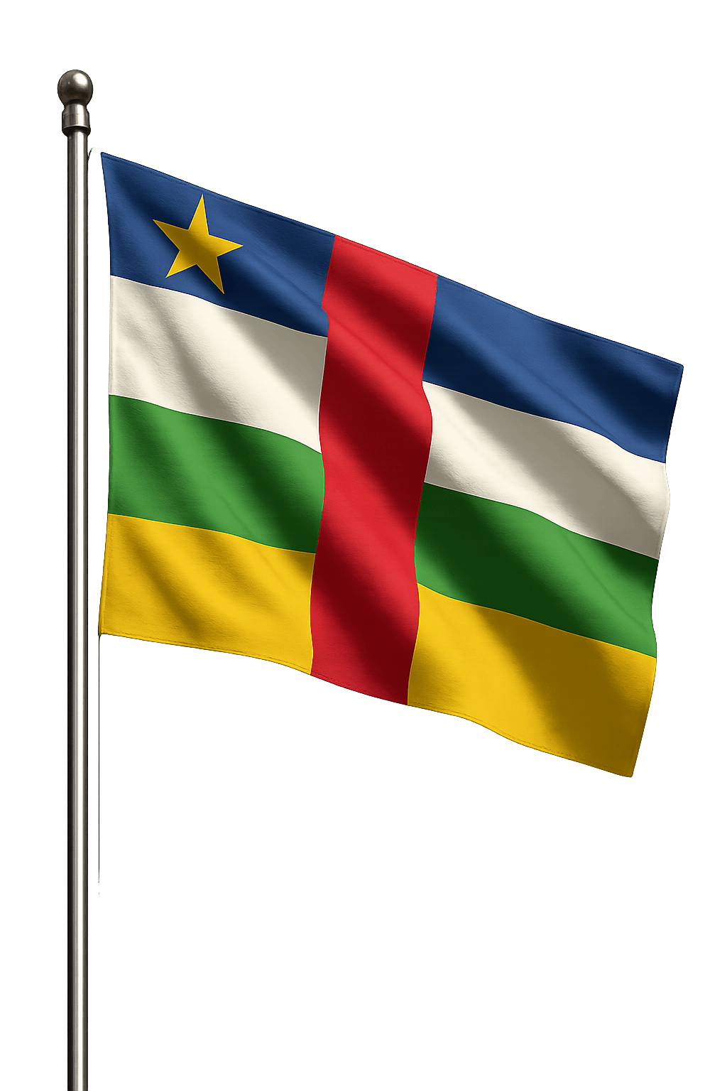 CAR National Flag Waving on Pole Portrait
