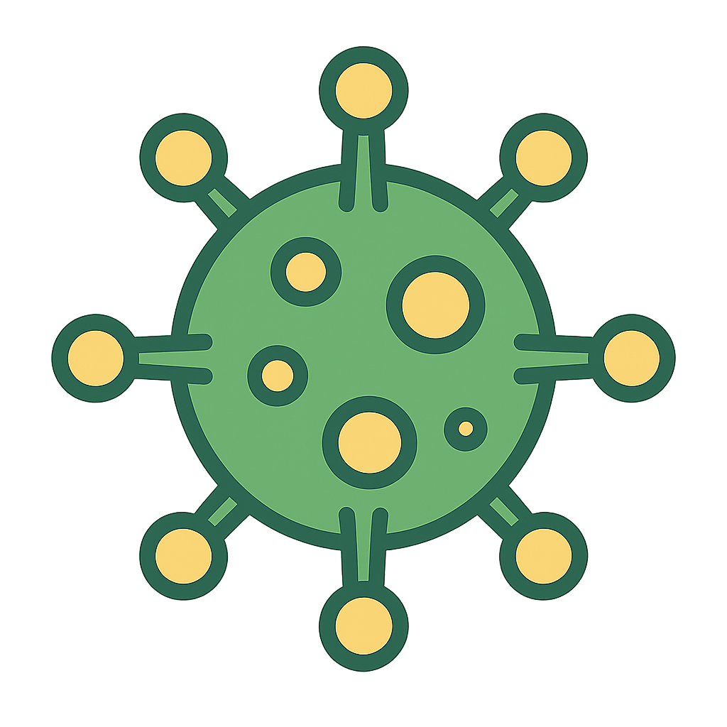 Cartoon Virus Cell Icon with Transparent Background