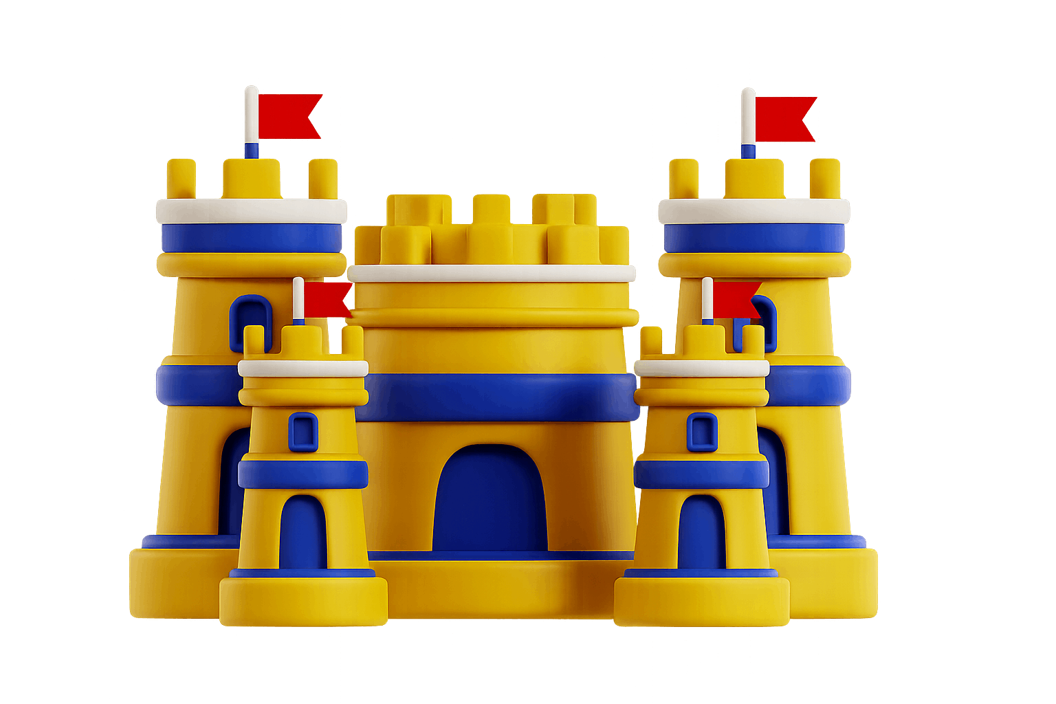 Cartoon Yellow Blue Castle Fortress Icon