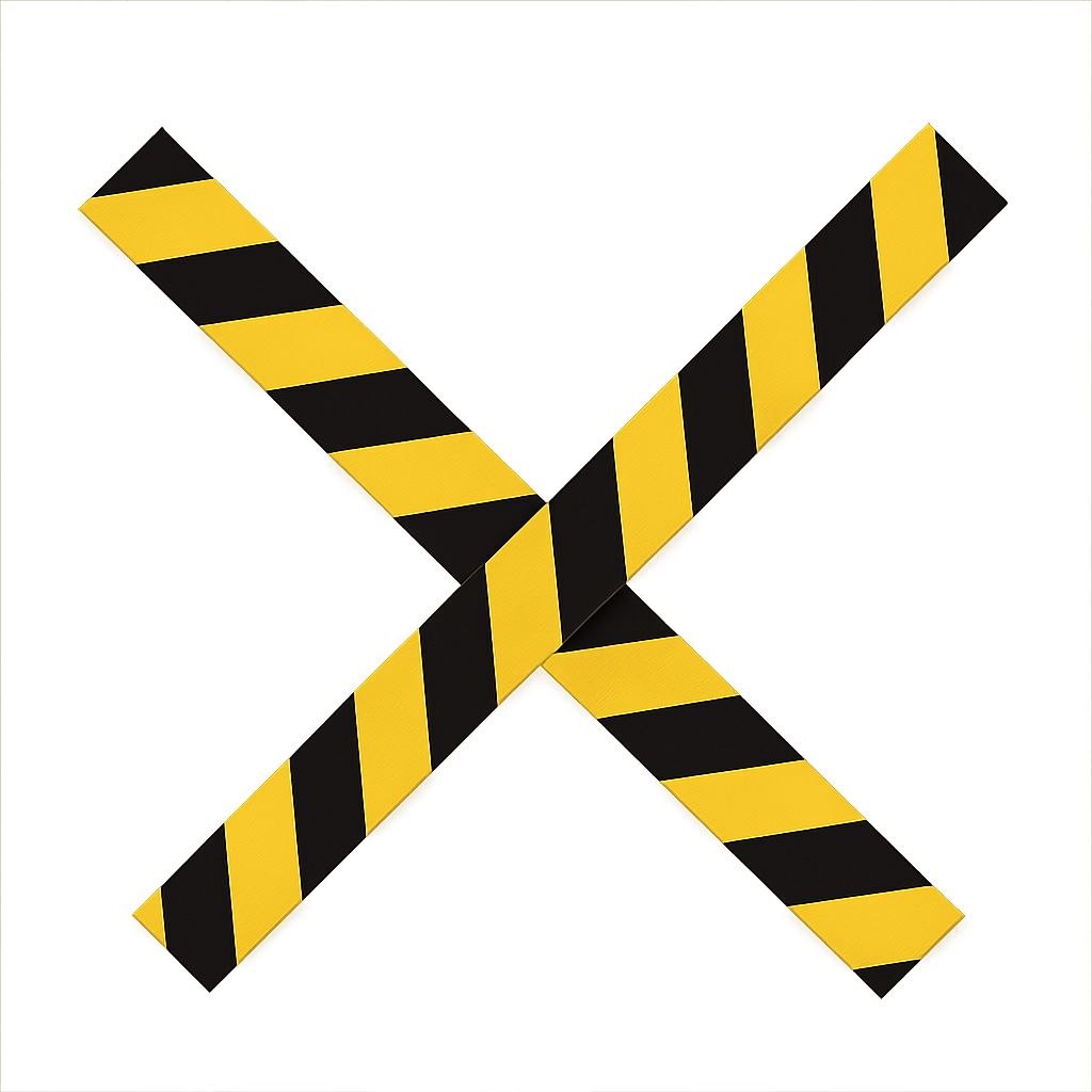Caution Tape Cross X with Transparent Background