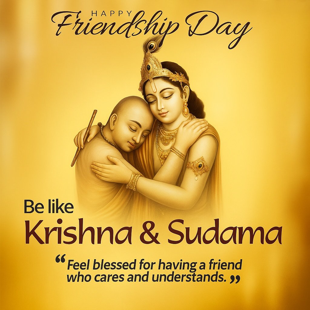 Celebrating Friendship Day with Krishna and Sudama's Bonding Illustration