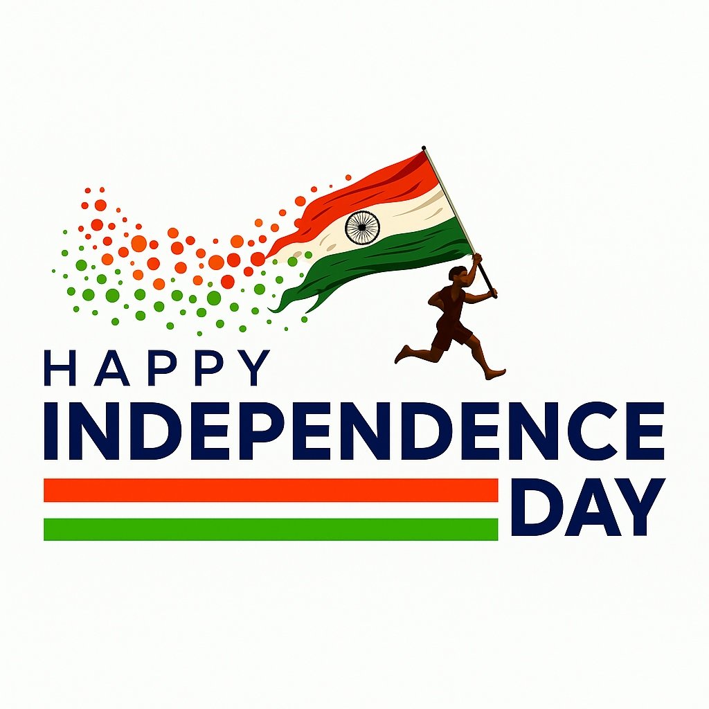 Celebration of Independence Day Featuring Flag with Vibrant Colors and Happy Message