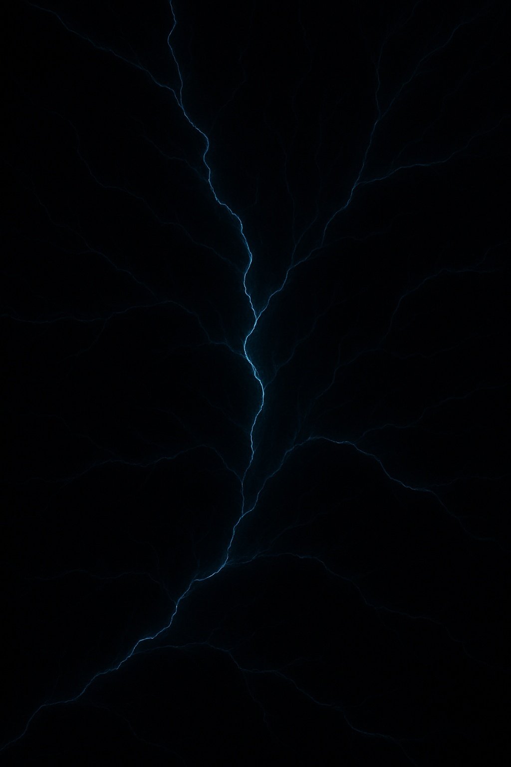 Central Blue Lightning Strike Dark Mobile Wallpaper