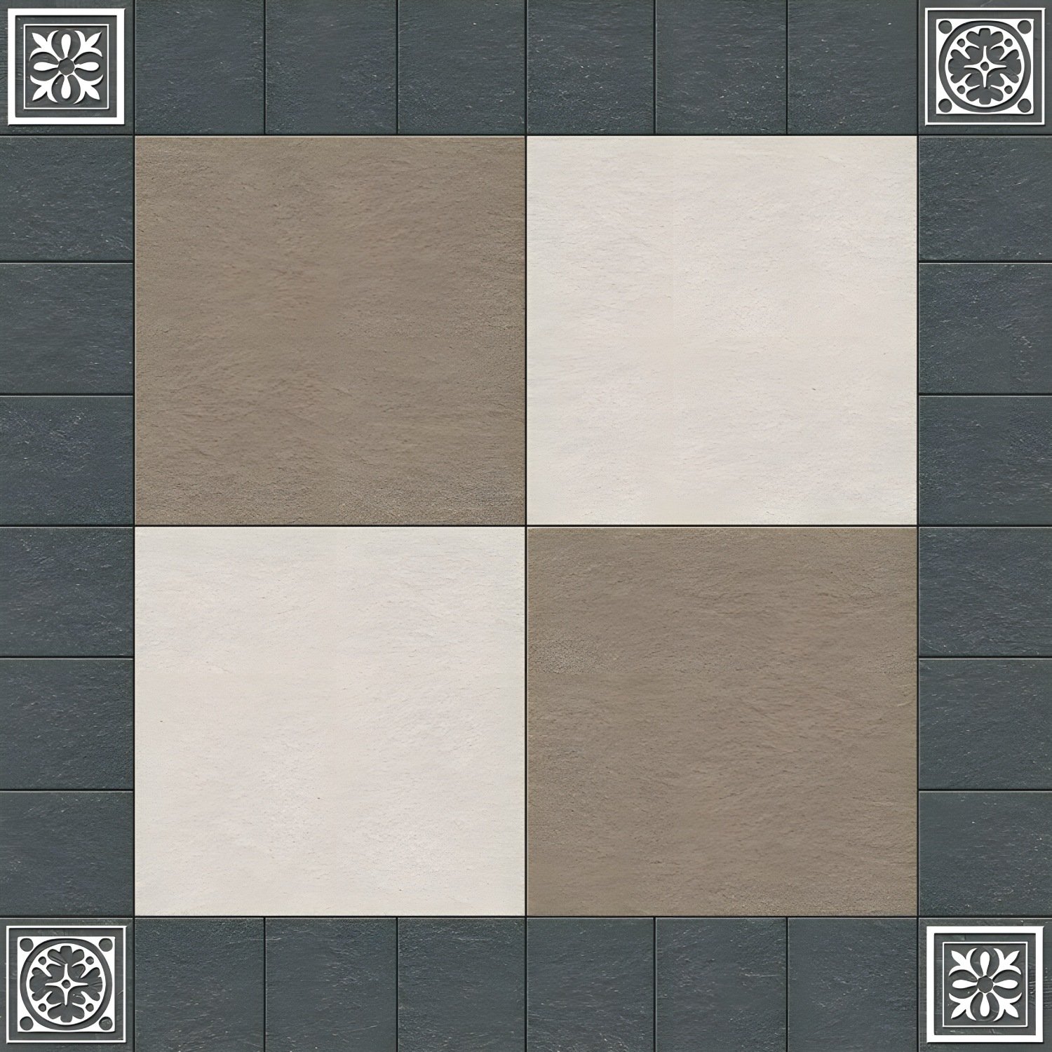 Checkerboard Field Tile with Border