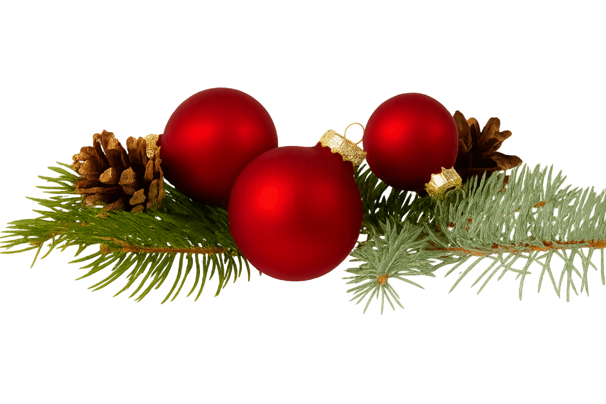 Christmas Ornaments Pine Needles Transparent Background